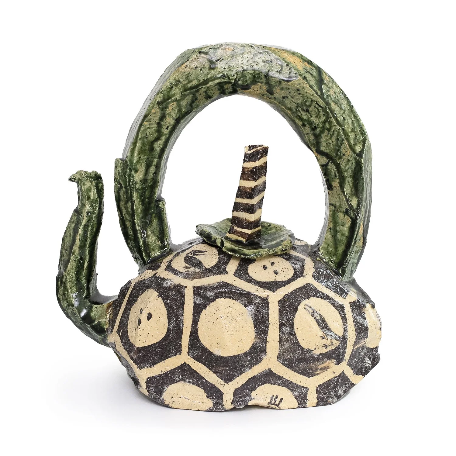 Suzuki Goro - Large Oribe Teapot with Ravens (INV# NP5113